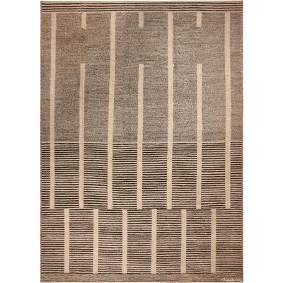 Grand tapis contemporain asiatique brun chic