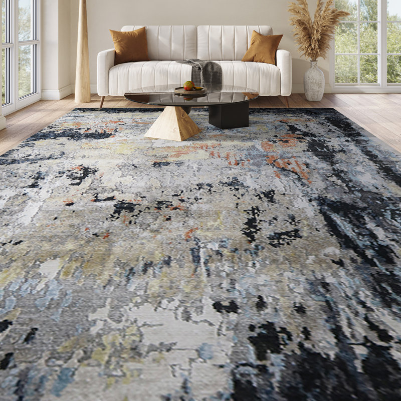Hand Knotted Abstract Area Rug, Rectangle 6' x 8'