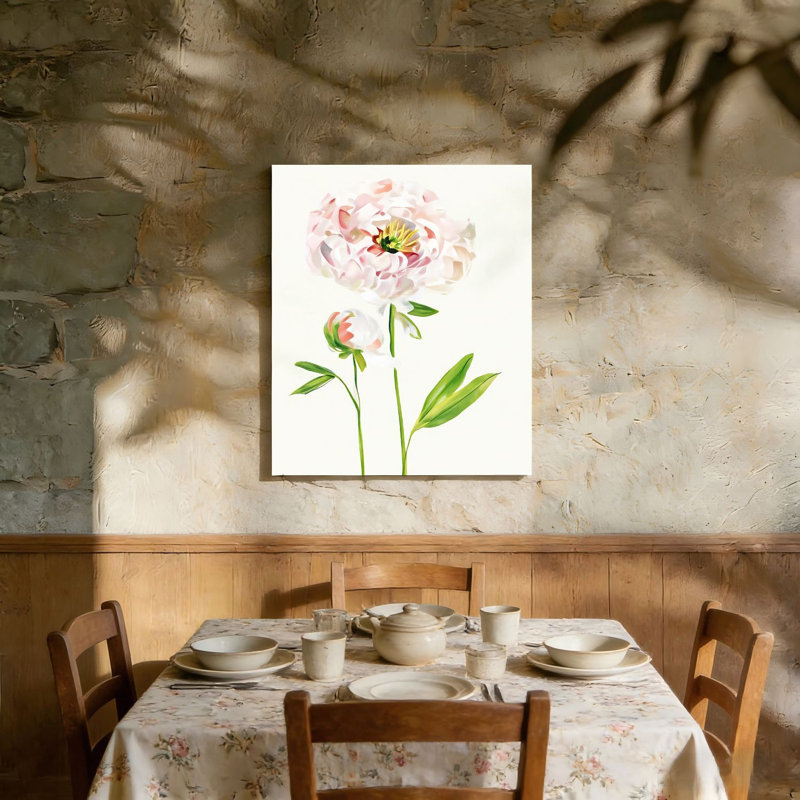 Pivoine rustique romantique à une seule tige, art mural non encadré, L 36 po x l 24 po
