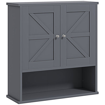 Modern Farmhouse Bathroom Wall Cabinet, Wall Mounted Medicine Cabinet With Open Shelf