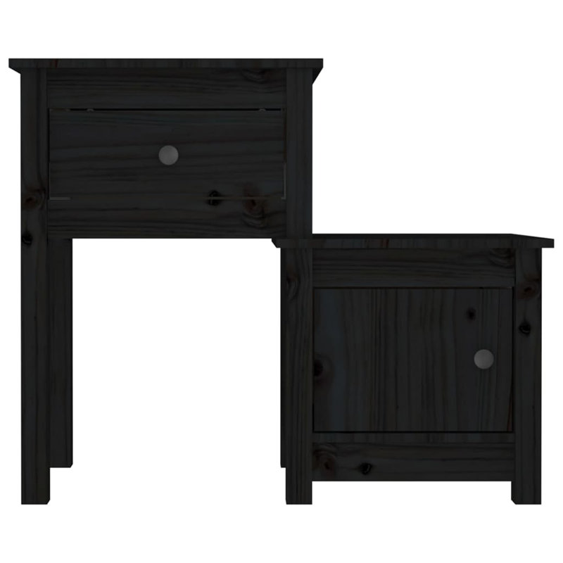 Bedside Cabinet 79,5x38x65,5 cm Solid Wood Pine, Black, Individual