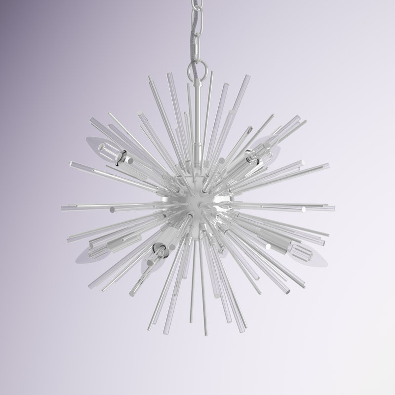 Lustre sphérique Spoutnik à 8 lumières Jazmin, Nickel poli