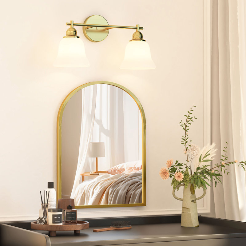 Bathroom Vanity Lights With With Frosted Glass Shades, 2 Lights