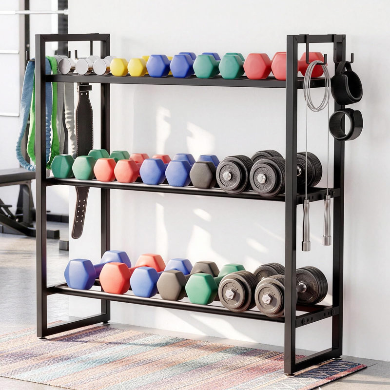 Support à haltères à 3 niveaux, support de poids de 260 lb par niveau pour la gymnastique à domicile