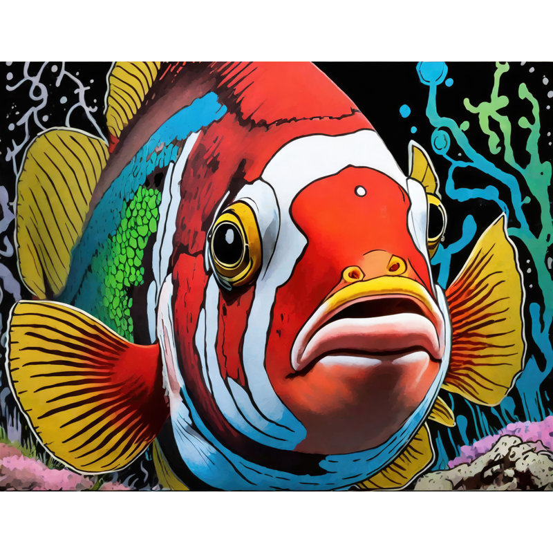 «Clownfish Graffitianimals» sur toile, H 15 po x l 18 po