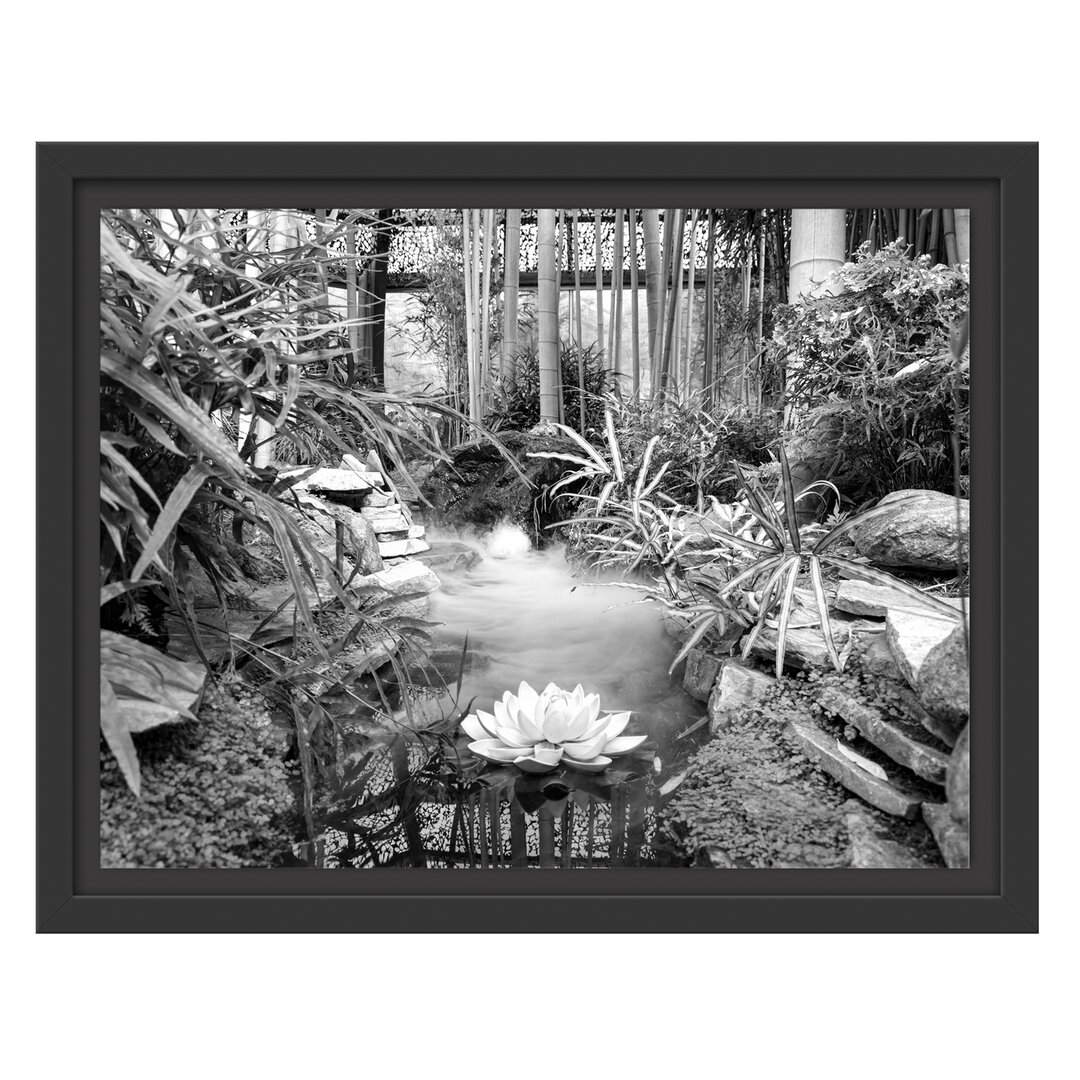 Gerahmtes Wandbild Zen Garten Japan Kunst B&W