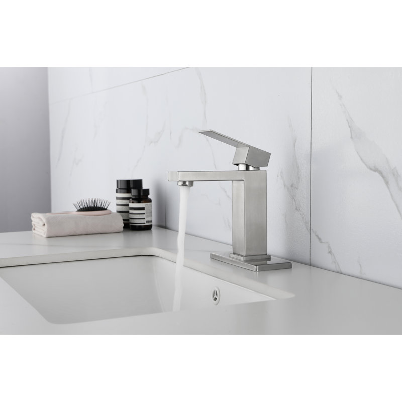 Brushed Nickel Bathroom Sink Faucet With Waterfall Spout, Single Handle Vanity Tap, Stainless Steel Construction, And , Corrosion Fingerprint- Coating, Quiet No-Splash Water Outflow Property Faucet,