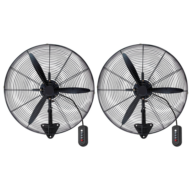20" High Velocity Wall Mount Fan (Set of 2), 3-Speed Metal Oscillating Industrial Fan for Garage and Warehouse, Black