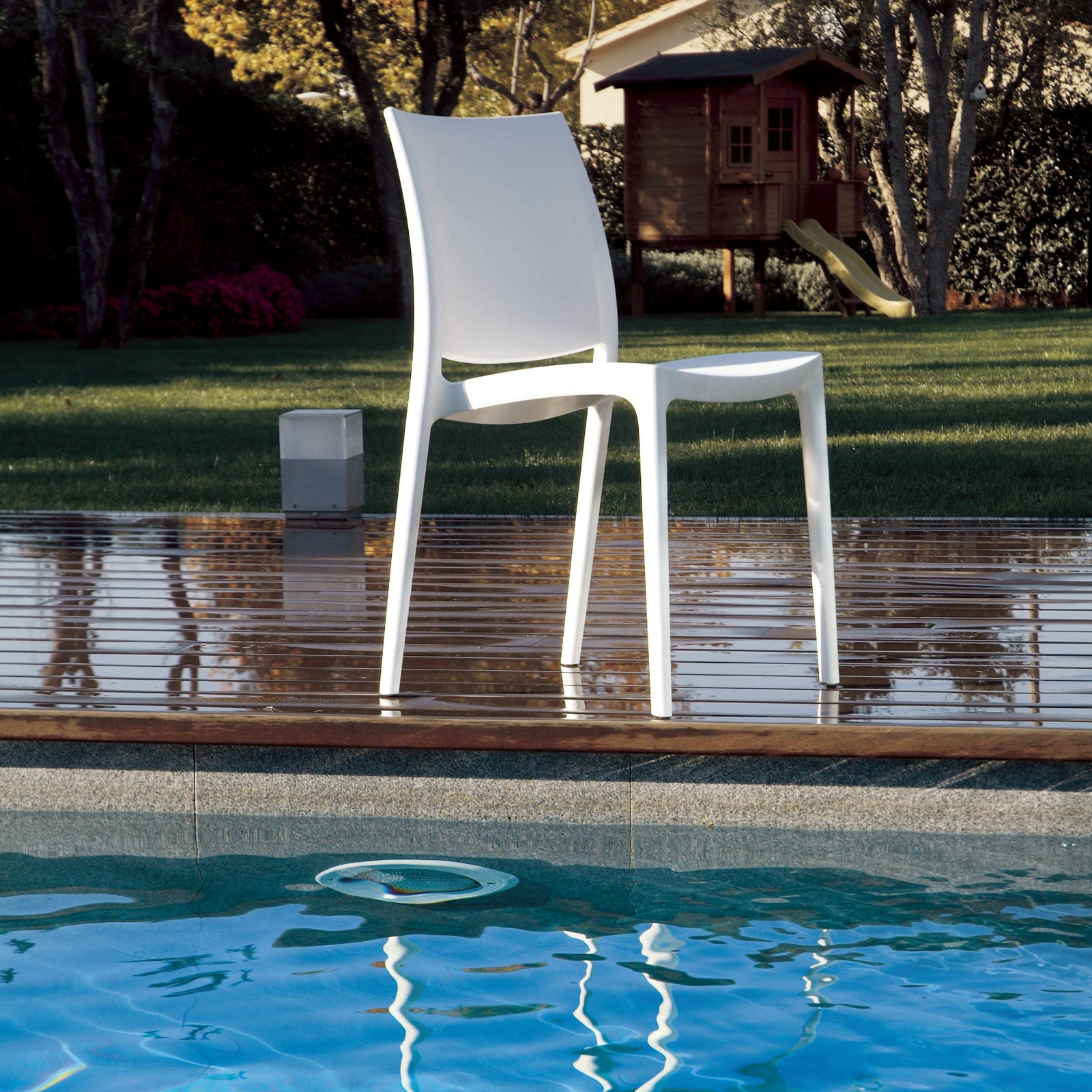 Burt Stackable Patio Side Chair, White