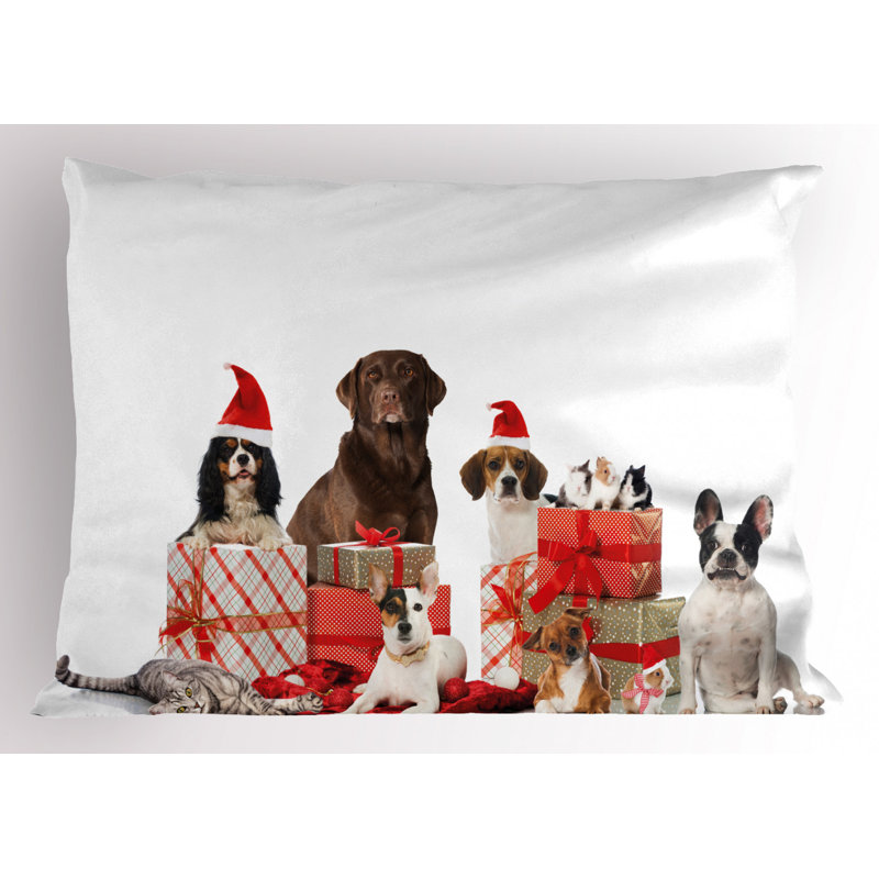 Festive Pets Christmas Standard Queen Polyester Pillow Sham
