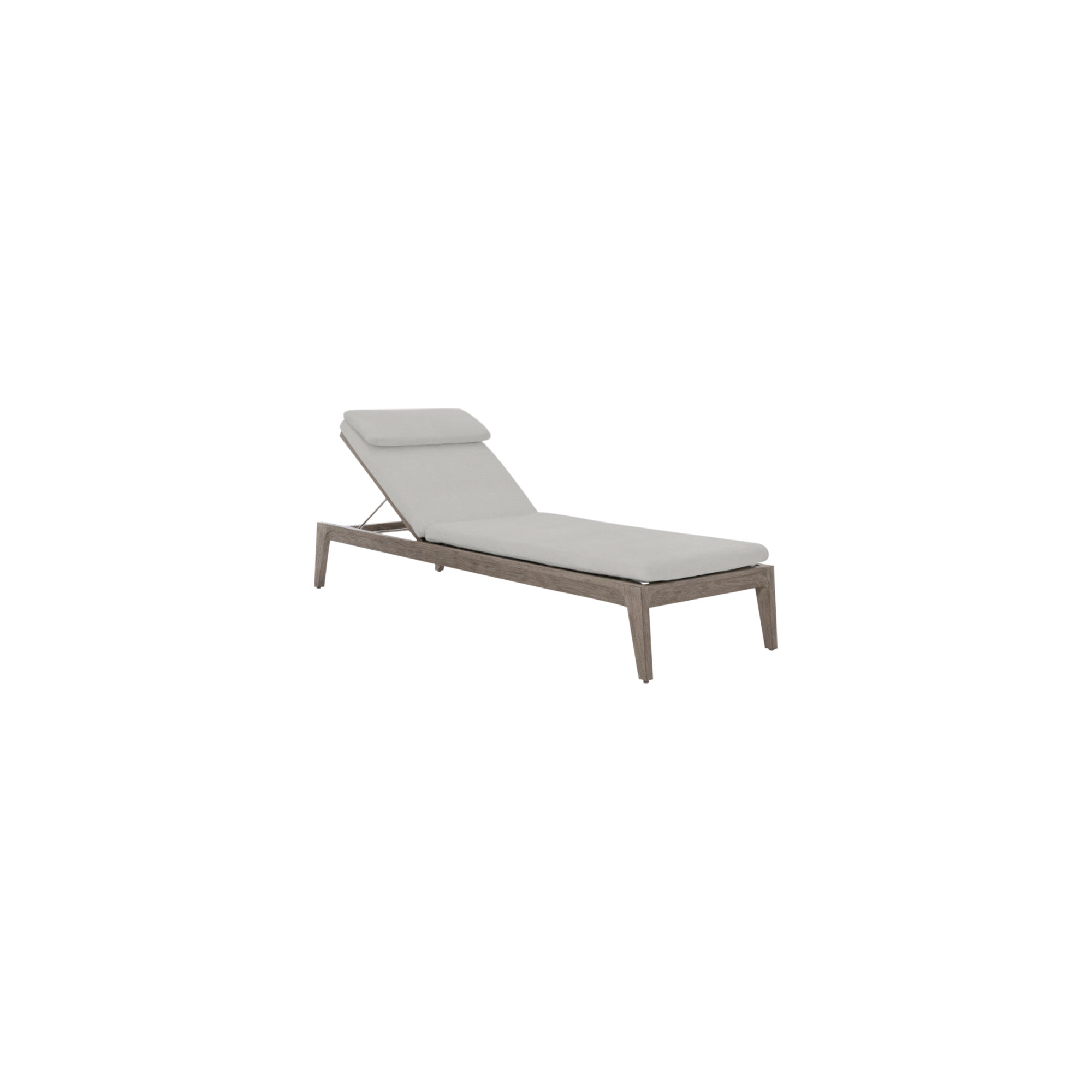 Ibiza 83.9" Long Teak Single Chaise with Cushions, Light Grey Vinyl 6503-010