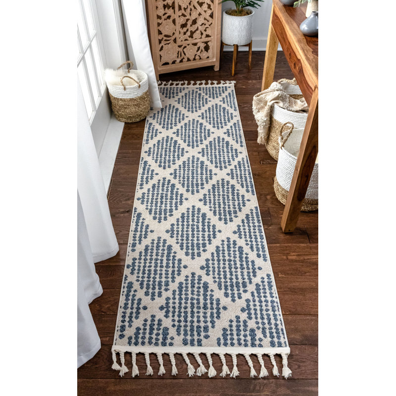 Loop-De-Loop Geometric Synthetic Area Rug, Runner 67 x 220cm
