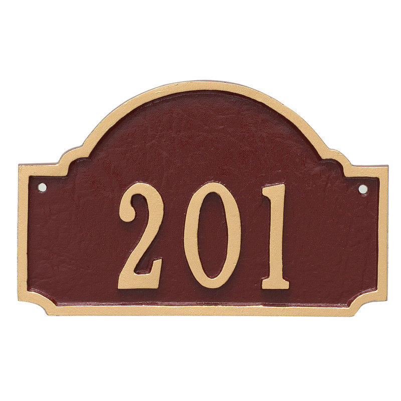 Plaque d’adresse murale sur 1 ligne fitzgerald, Rouge brique / argent, Oui