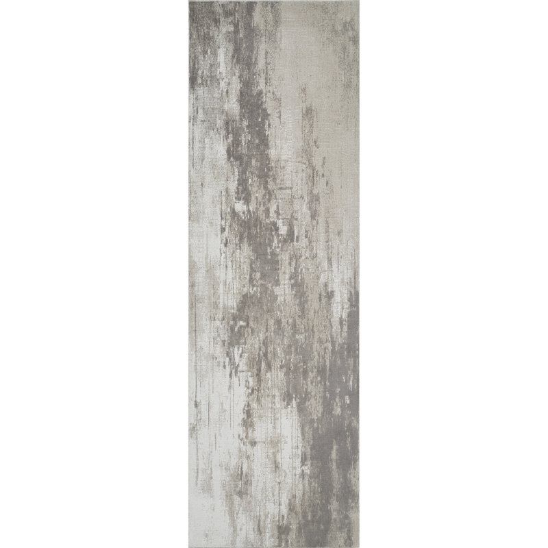Machine Washable Liam Gray/Beige Rug, Runner 2'6" x 8'