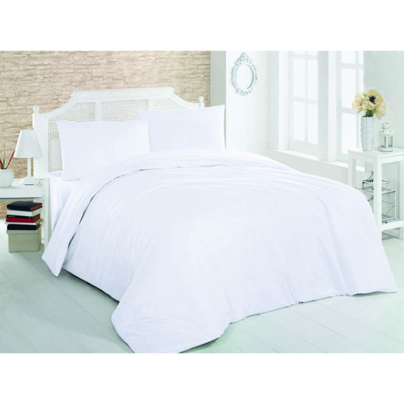 Hadfield Cotton Solid Colour Duvet Cover Set, White, Emperor Duvet Cover + 2 Pillowcases (80 x 80)