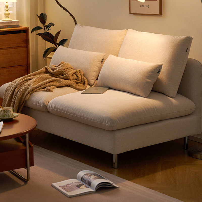 Small-Space Linen-Look Fabric Sofa