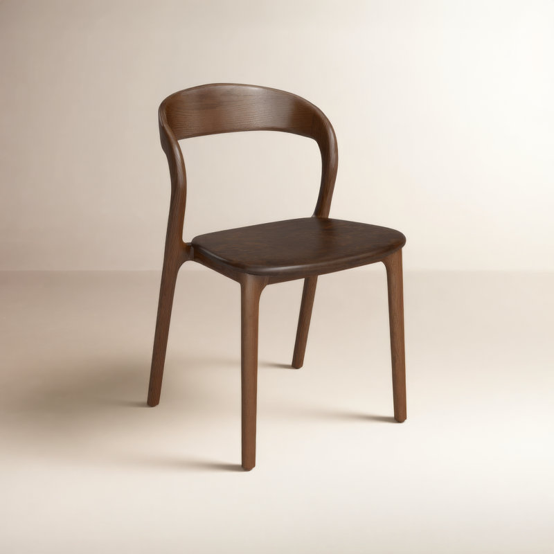 Chaise en cuir Kayla, Cuir fleur Sonoma Coco, Noyer