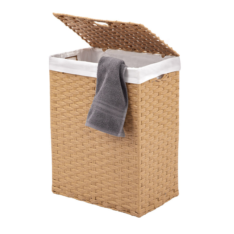 Handwoven Rectangle Laundry Hamper, Tan