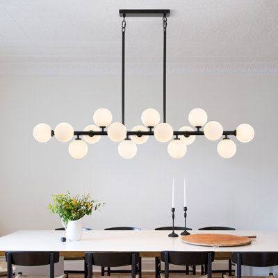 Lustre linéaire moderne en verre bullé à 16 lumières à intensité variable Spoutnik