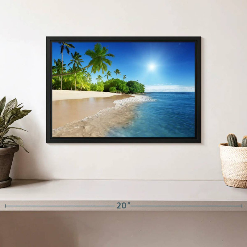 Charline ensoleillée des Caraïbes, Cadre flottant noir, 13 po x 9 po