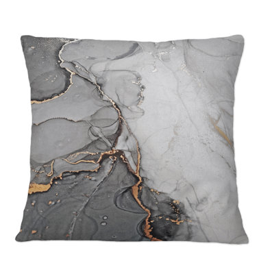 Coussin décoratif gris et orange Marble Waves