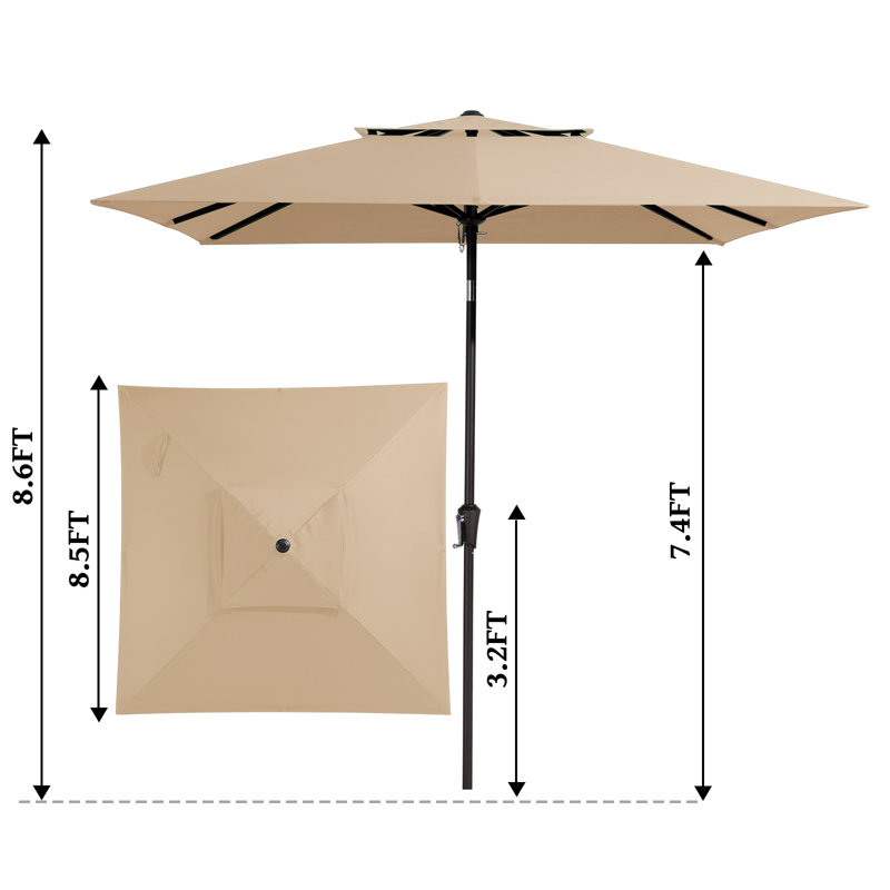 Parasol de marché à 2 niveaux 102 pouces Bernelda, Beige