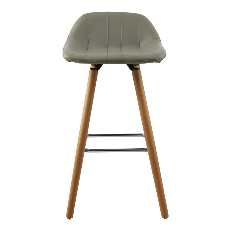 Kai Upholstered Counter Stool with Solid Wood Frame, Grey