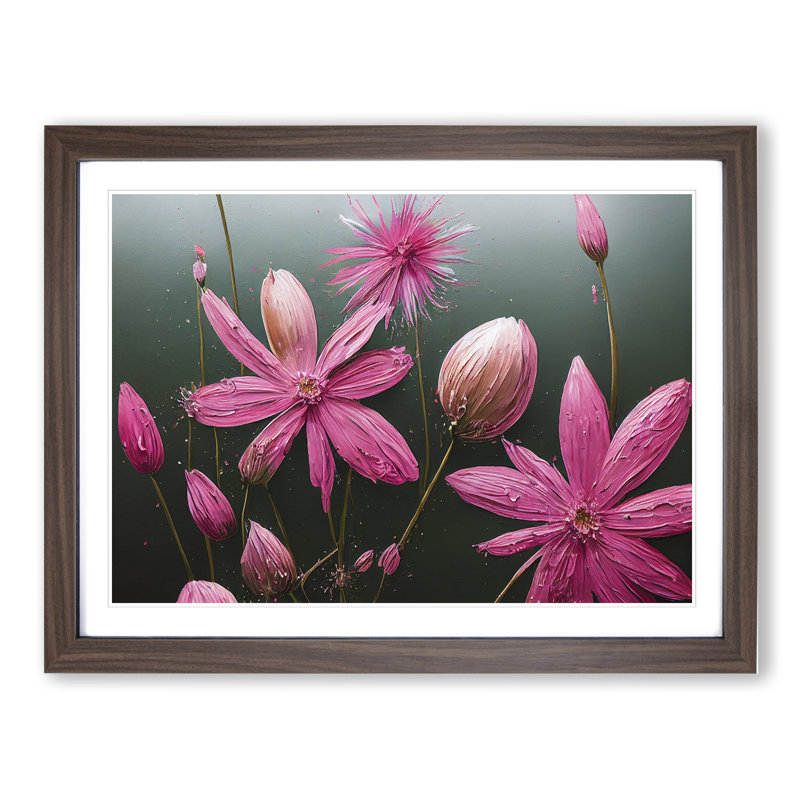 Captivating Wildflowers Floral - Framed Print, 25cm H x 34cm W x 2cm D, Walnut