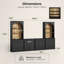 Ensemble de rangement mural modulaire 126,8 po avec bibliothèques et armoires arquées, noir-1834793259