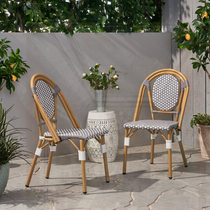 Chaises de bistro d'extérieur, Blanc / Gris