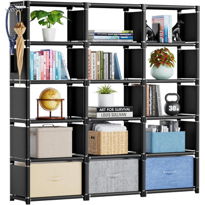 Étagère à livres, organisateur de rangement pour 18 cubes, bibliothèque de bricolage, étagère à cubes en métal, étagères de rangement pour garde-robe pour chambre à coucher, salon, maison, bureau