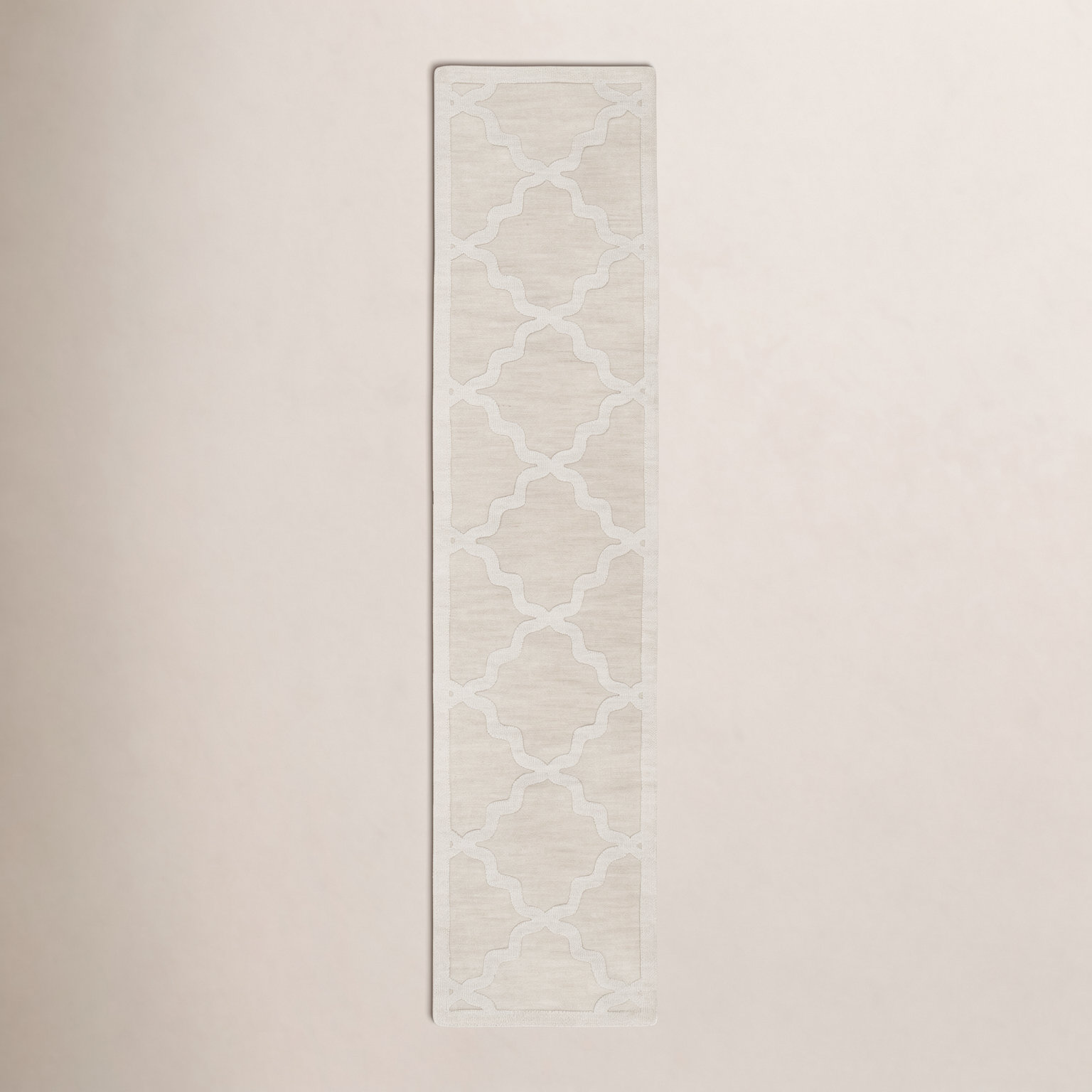 Romina Beige Handmade Wool Geometric Rug, Runner 2'3" x 12'