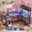Bureau d'ordinateur en U avec rehausse l 74,48 po Kanisha-635493327