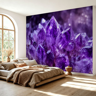 Wall Mural Peel and Stick Wallpaper Amethyst geode Self-Adhesive Removable Contact Paper Wall Decor for Living Room Bedroom 69"H x 96"W