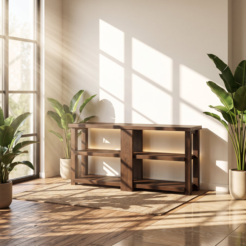 Niamey 52" W x 18" D x 28" H Ash Veneer 2-Shelf Sofa Table