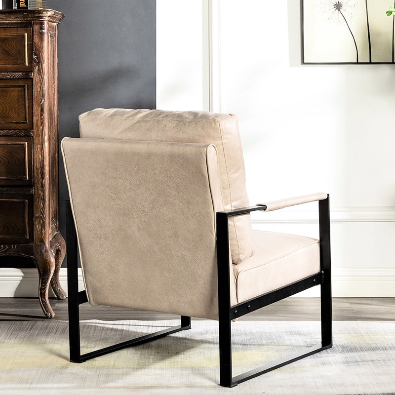 Chaise avec accoudoirs en microfibre Camel