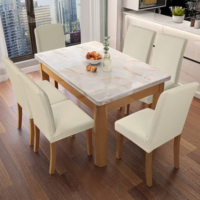 Waterproof Chair Covers For Dining Room Dining Chair Covers Kitchen Parsons Chair Cover (Beige, 4 PCS)