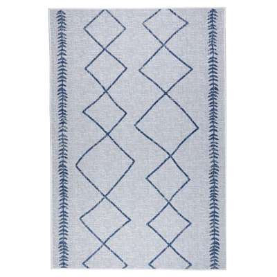 Tapis en jute / sisal en polypropylène bleu marine et gris Marquas