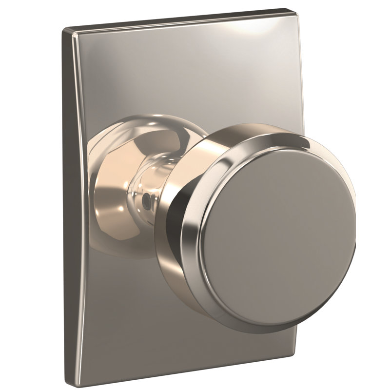 Bowery Privacy Door Knob, Polished Nickel