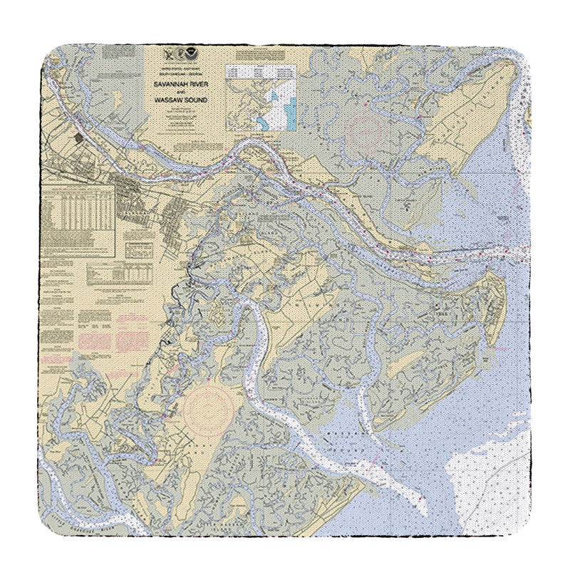 Savannah river et wassaw sound, sous-verre ga