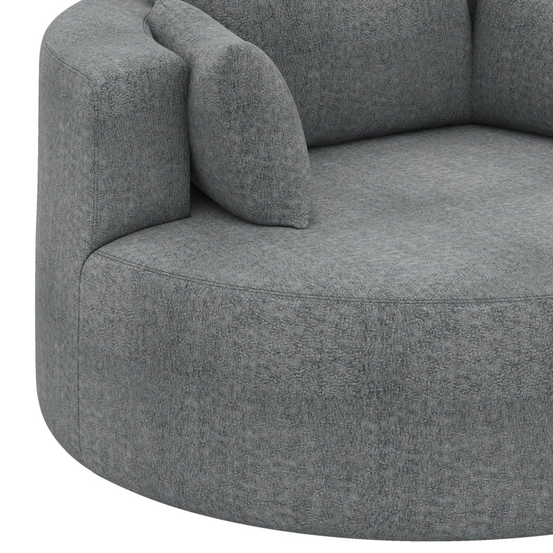Fauteuil d'appoint pivotant avec 3 coussins amovibles, Gris