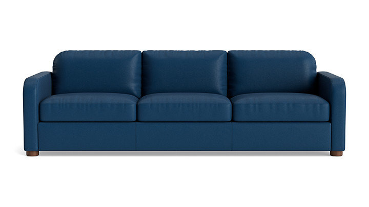 Archie Leather Sofa (95"), Leather - Deep Blue