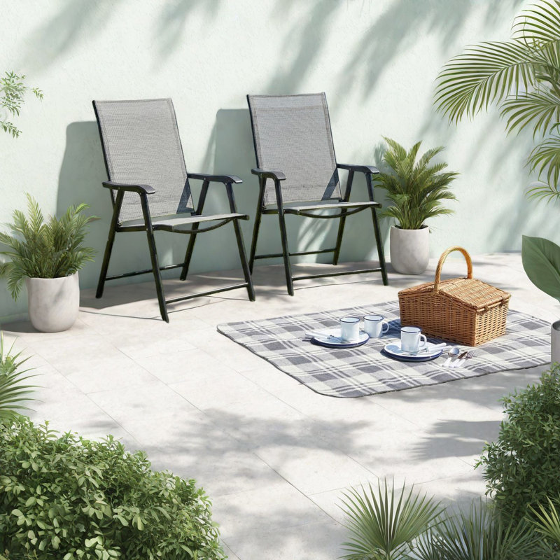 Chaises de salle à manger de patio en métal gris durable, conception empilable portable pour une utilisation extérieure