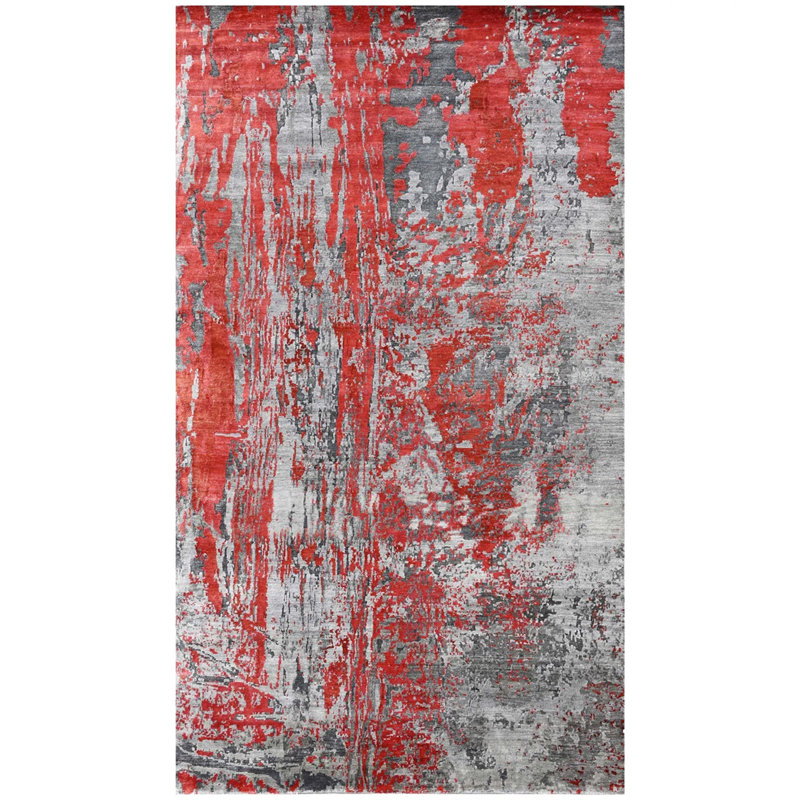 Abstract Area Rug in Red/Gray, Rectangle 8' x 10'