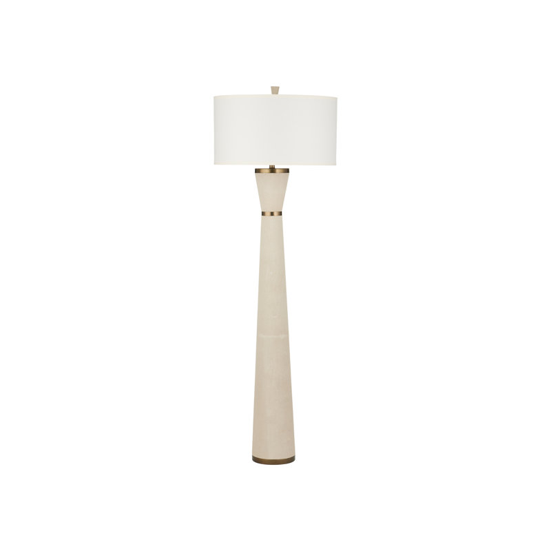 Galuchat LED Floor Lamp, Ivory Faux Shagreen, Brass