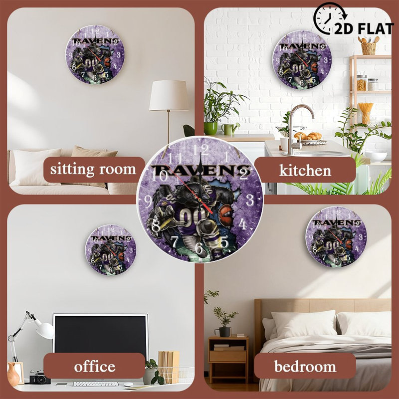 Horloge murale en bois 10 po, mouvement silencieux, à piles (piles AA non incluses), décor artistique, parfait pour les décorations