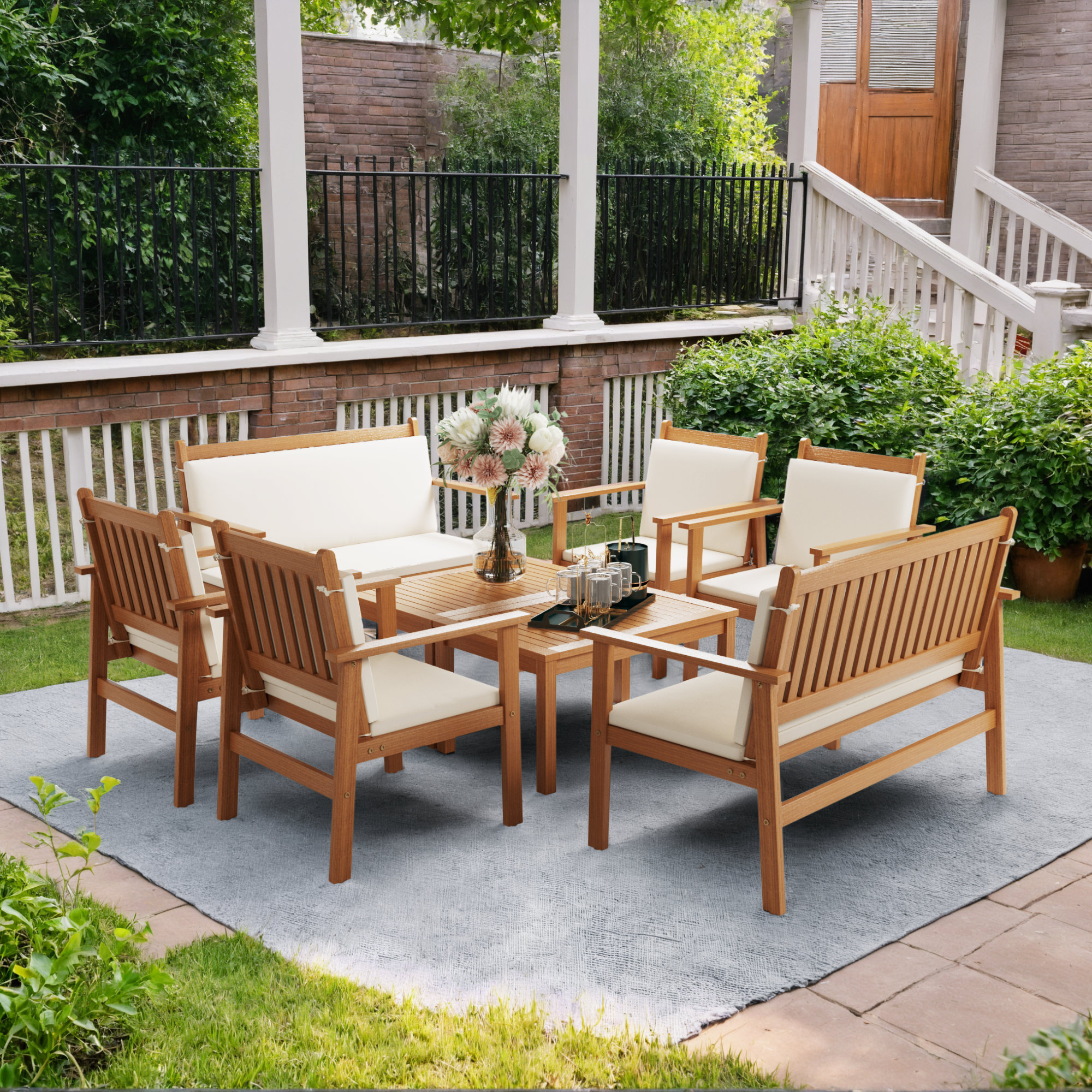 Ebern Designs 8person Premium Acacia Wood Outdoor Furniture Set With