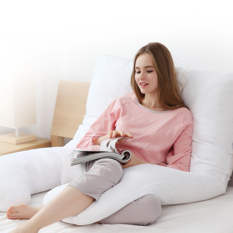 White Hypoallergenic U-Shaped Maternity Body Pillow