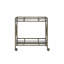 Mirrored Top Serving Cart With Antique Gold Frame And Open Storage Area In Compartment