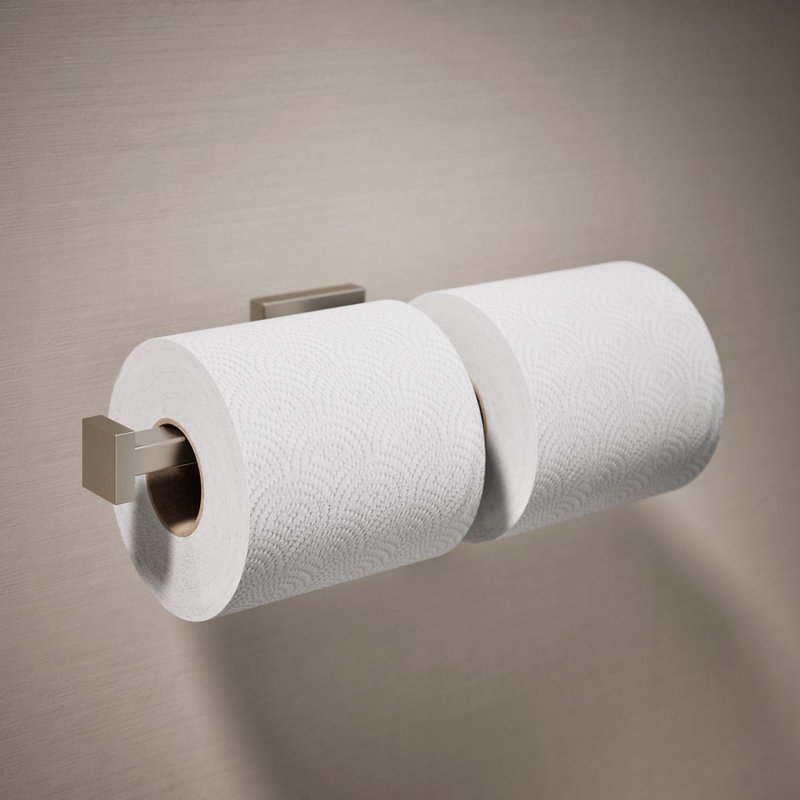 Square Double Toilet Paper Holder, Vibrant Brushed Nickel